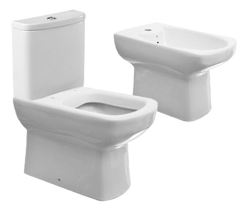 Combo Inodoro Largo Deposito Bidet 1a Roca Dama Senso