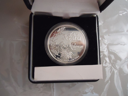 Medalla Onza De Plata Pura Ley .999 Feliz Navidad Año Nuevo