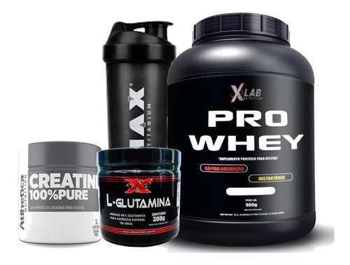 Whey Pro Premium + Creatina Atlética + Gluta 300grs + Brinde