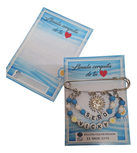 Escarapela Argentina Prendedor Alfiler (simbolo Patrio) X10u Celeste