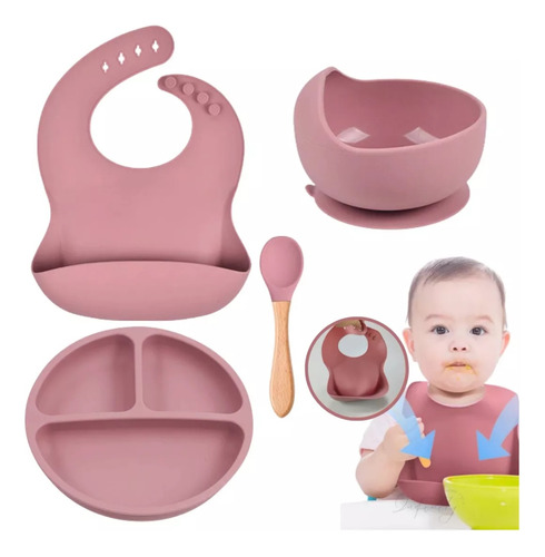 Set De Alimentación Para Bebe Niños Con Ventosa Calidad 