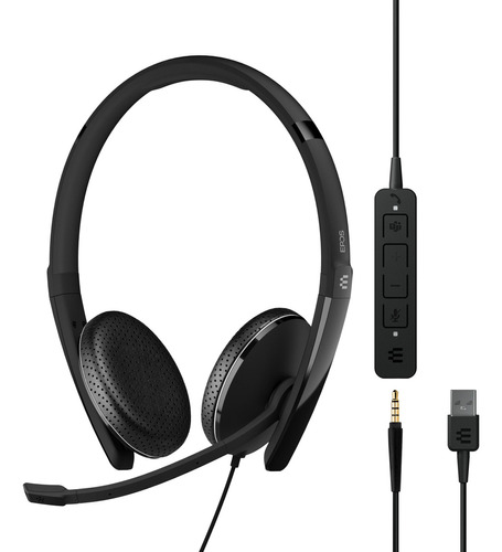 Epos | Sennheiser Adapt 165t Usb Ii (1000902) - Auriculares De Doble Cara Con Cable - Conector Jack De 3,5 Mm/conectividad Usb - Certificado Por Equipos - Uc Optimizado - Superior, Sonido Estéreo