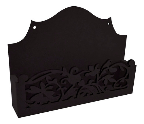 Tarjetero con forma de pájaro, 24,6 x 4,6 x 18 cm, madera MDF pintada de color negro
