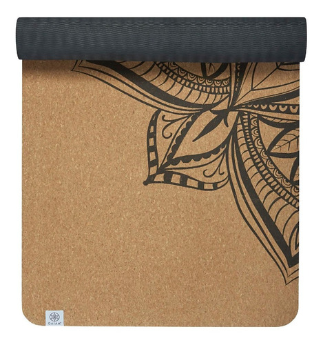 Tapete Para Yoga Gaiam Cork Corcho Mandala Pvc Impreso 5mm Color Beige