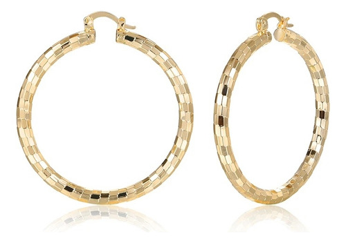 Aretes De Oro Laminado 18k 50mm Diametro Arracadas Mujer