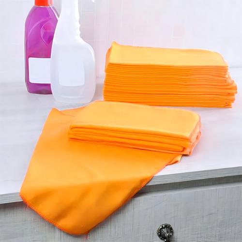 Flanela Laranja 100% Algodão 28x28 Limpeza Automotiva