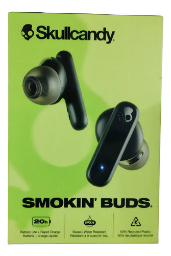 Fones de ouvido sem fio Bluetooth Skullcandy Smokin Buds, cor: preto, cor clara, azul