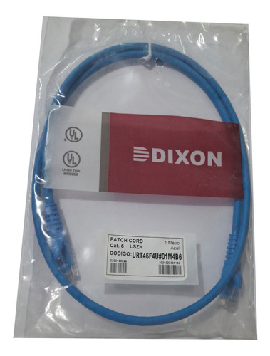 Patch Cord Cat6 Lszh 1mt Dixon Urt46f4u#01m4b6