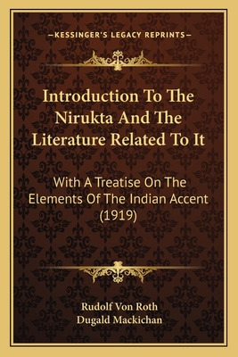 Libro Introduction To The Nirukta And The Literature Rela...