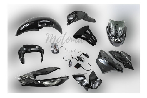 Kit Plasticos Para Moto Pulsar 180 Completo  Negro