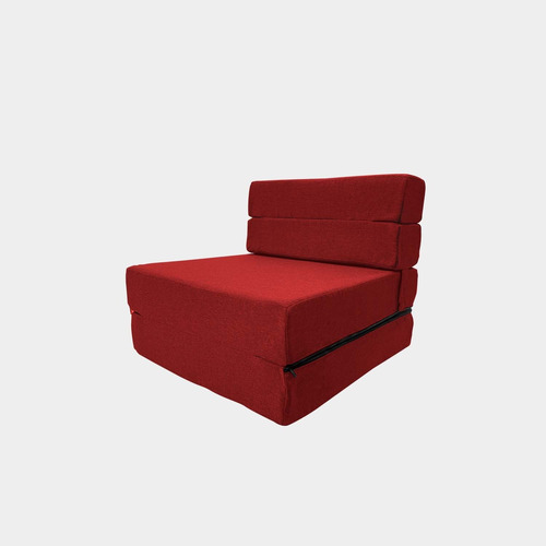 Sofa Cama Blend Individual Tela Curri Rojo - Inlab Muebles