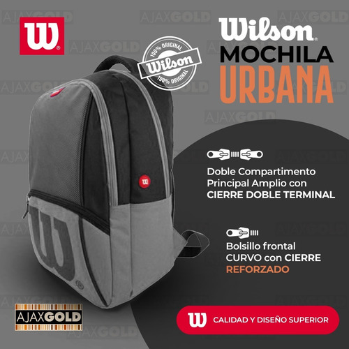 Imagen 3 de 9 de Mochila Wilson Urbana Deportes Reforzada Gym Porta Notebook