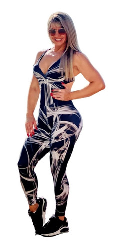 Imagem 2 de 4 de Macacão Fitness Com Franzido Efeito Levanta Bumbum Ref. 952