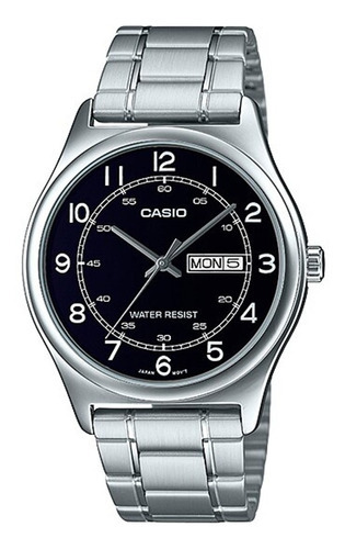 Reloj Casio Mtp-v006d-1b2, Acero,doble Fechador, Fondo Negro