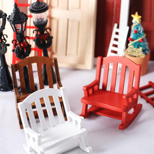 2x Mecedora De Madera Para Casa De Muñecas, Decoración De