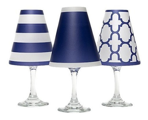 Di Potter Ws132 Nantucket Paper White Wine Glass Shade, Navy