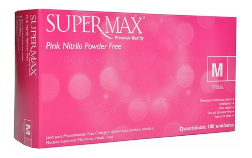 Luva De Nitrilica Rosa Pink Supermax Cx C/100  Pp P M G