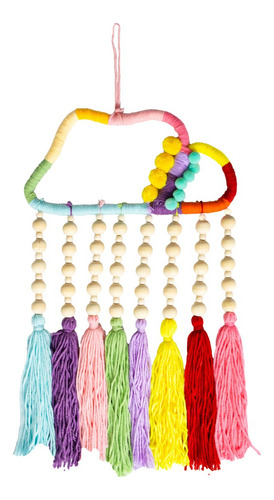 Atrapasueños De Macrame Multicolor Diseño Nube Completa