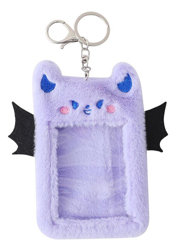 Cartoon Plush Photot Holder Animal Bat Card Funda Violeta