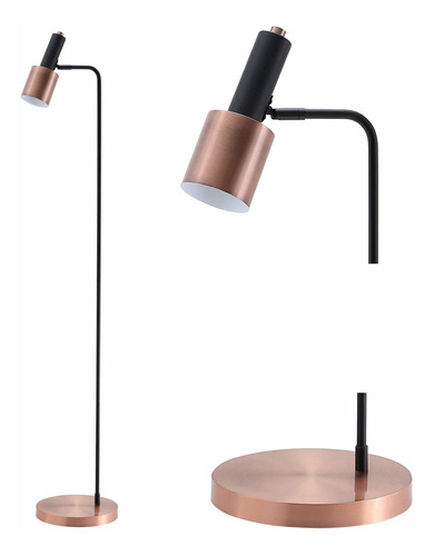 Lampara Pie Led Metal 59.50 Cobre Negro Moderna Bombilla