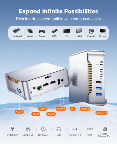 Mini Pc Kamrui Gk3plus Con Windows 11, 8 Gb De Ram, 256 Gb,