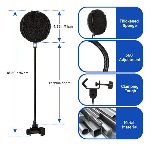 Micrófono Pop Filter Proar Para Blue Yeti, Blue Snowball