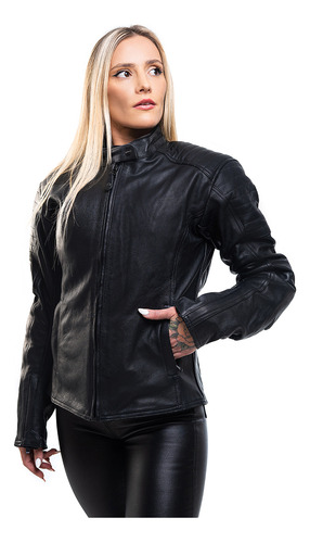 Imagen 1 de 8 de Campera Cuero Moto Stav Lady Style Protection Shock Control