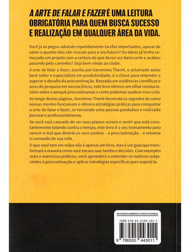 A Arte De Falar E Fazer, De : Geronimo Theml. Não Aplica, Vol. Não Aplica. Editorial Gente, Tapa Mole, Edición Não Aplica En Português, 2023