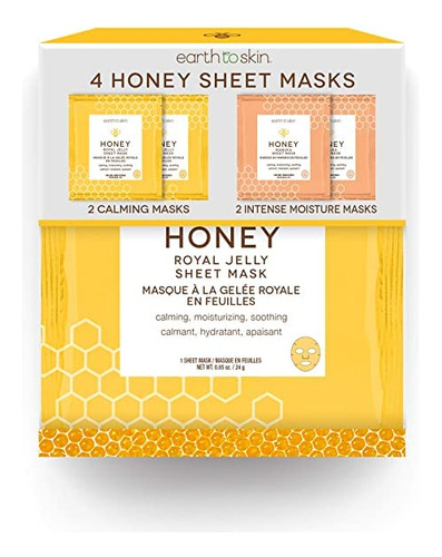 Earth To Skin Honey Sheet Masks: 2 Mascarillas Calmantes Y 2