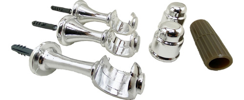Kit Suporte Para Varão De Cortina 28 Mm Cromado 3 Suporter