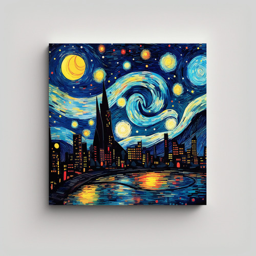 60x60cm Cuadro Moderno Armonia Lins Starry Night In Pop Art 