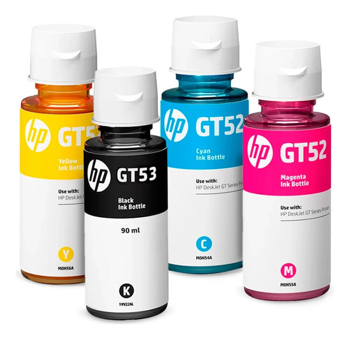 Kit 4 Garrafa Refil De Tinta Hp Gt51 Gt52 Gt 5810 Original