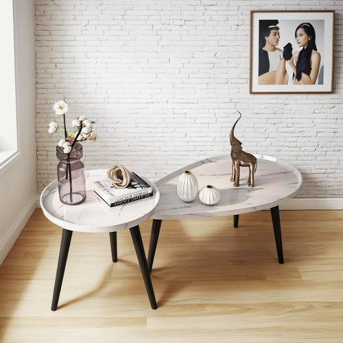 Juego De Mesa De Centro Ovalada 80+50cm Chic Home