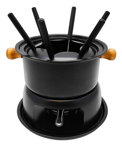 Aparelho De Fondue Para 6 Pessoas Compacto De Cerâmica Cor Preto
