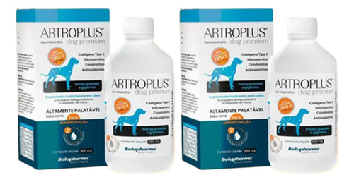Kit 2 Artroplus Dog Premium Suplemento Cães Botupharma 360ml