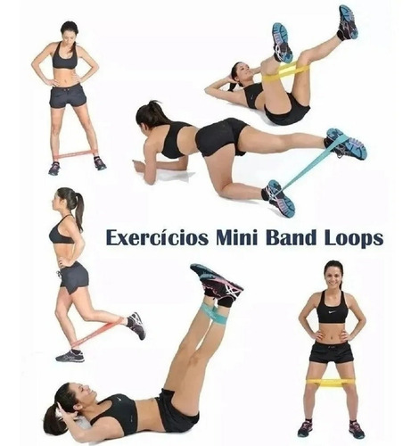Imagem 5 de 6 de Kit 5 Mini Band Elástico Exercício Academia Treino Em Casa