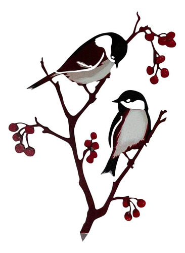 Garden Decorative Bird Stakes - Chickadees And Berries