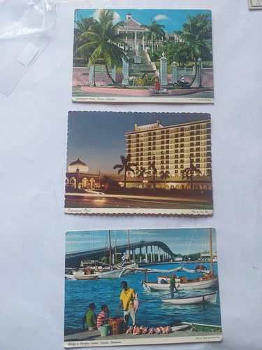 Lote De 3 Postales De Bahamas Circuladas A Usa