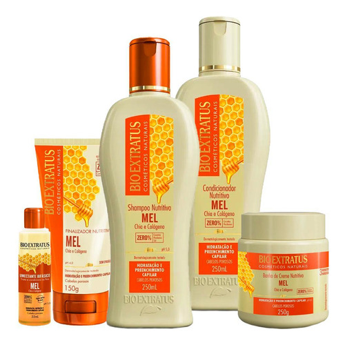 Kit Bio Extratus Mel Nutritivo Sh Cond Masc 250ml Leav Umect