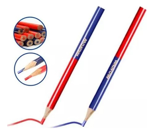 Lapiz Carpintero Azul Y Rojo X 12  Wadfow Wmq2512 - Smf