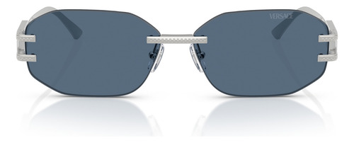 Óculos De Sol Versace Fashion Id Prata Ve2274 100080-58 Armação Prateado Haste Prateado Lente Azul