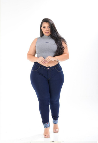 Calça Jeans Barra Love Plus Size Escura