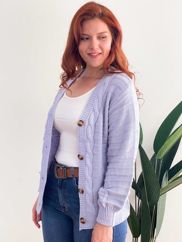 Imagen 5 de 5 de Cardigán Mujer Botones Lana Invierno