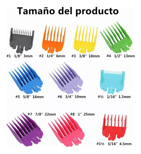 Peines Guía Aumentos Niveles Para Maquina Colores 20pcs
