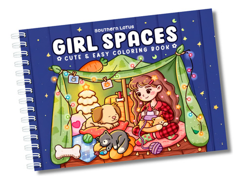Livro De Colorir Girl Spaces Coloring Book Goods Cozy Moments And Girly Things Capa Dura 43 Páginas 180g A5