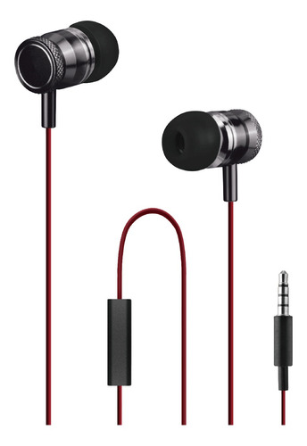 Auriculares Wesdar R3 In Ear Cable 3.5mm Microfono Premium Color Negro y Rojo