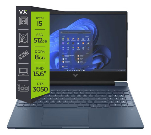 Notebook Hp Victus Gaming Rtx3050 8gb Ram 512gb Azul