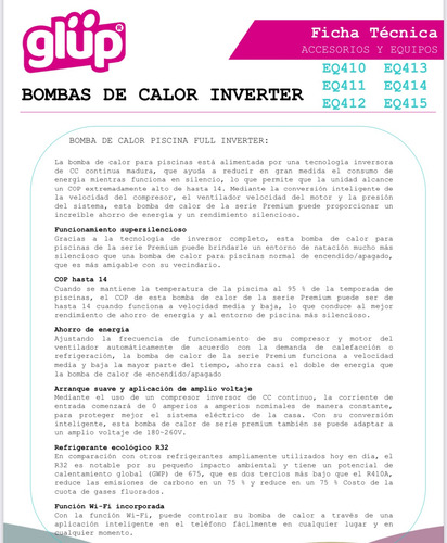 Bomba De Calor Glüp 24,500 Btu Inverter Para Piscina