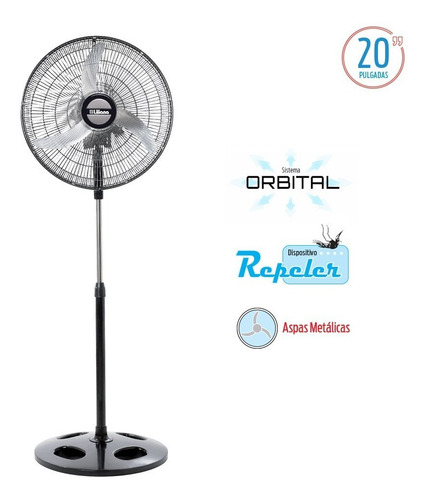 Imagen 2 de 2 de Ventilador de pie Liliana VPM2016 negro con 3 palas color plateado de metal, 20" de diámetro 220 V
