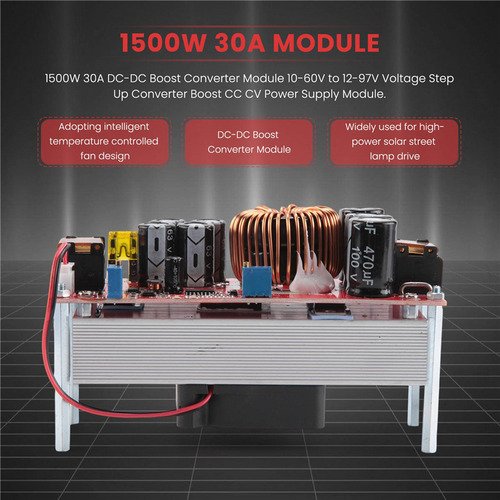 1500w 30a - Módulo Convertidor Boost 10-60 V A 12-97 V Volt-
